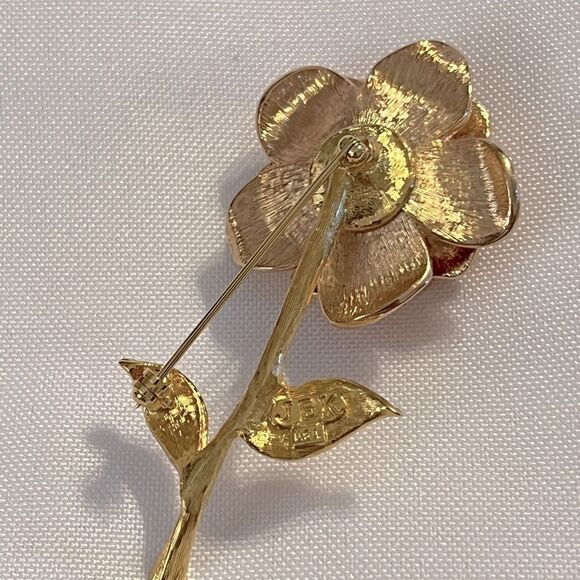 Vintage Camrose & Kross Long Stem Rose Brooch and Rose Bloom Earrings Set - Picture 3 of 10
